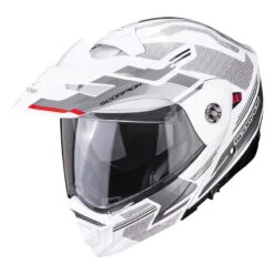 Policarbonato Casco Modulare Scorpion Adx-2 Carrera Bianco Argento