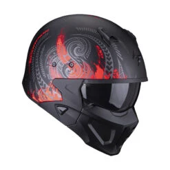 Mentoniera Removibile Casco Scorpion Covert X Tattoo Nero Opaco Rosso -Scorpion scorpion covertx tattoo rosso 3