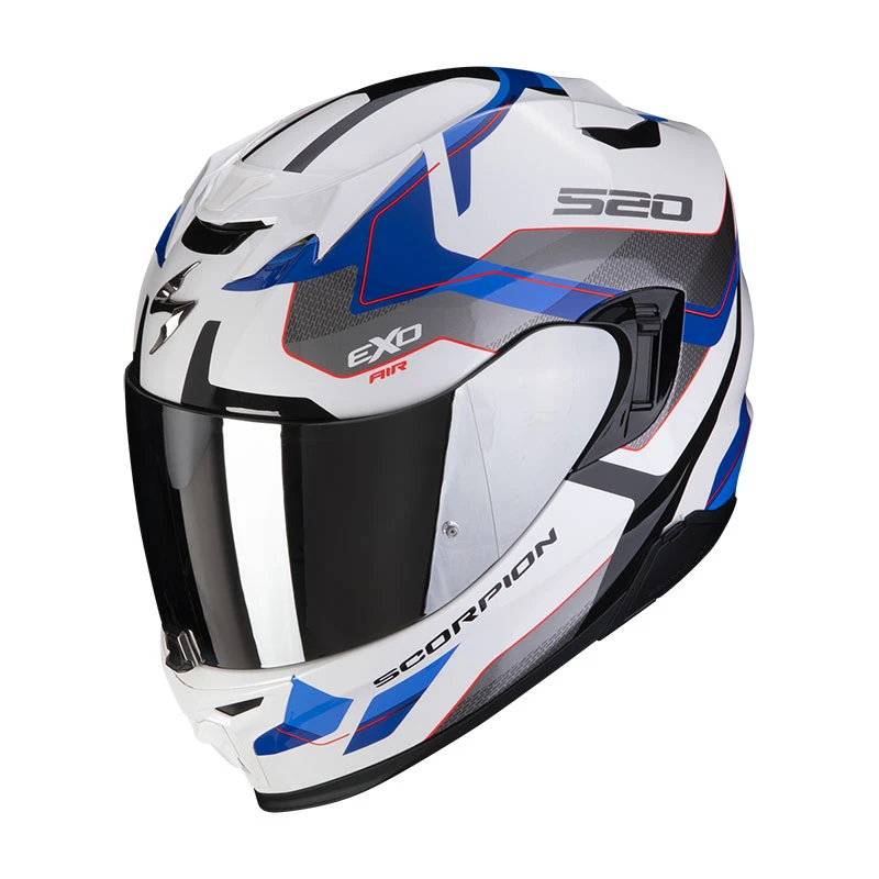 Policarbonato Scorpion Exo 520 Evo Air Elan Bianco Blu 3 Policarbonato Scorpion Exo 520 Evo Air Elan Bianco Blu