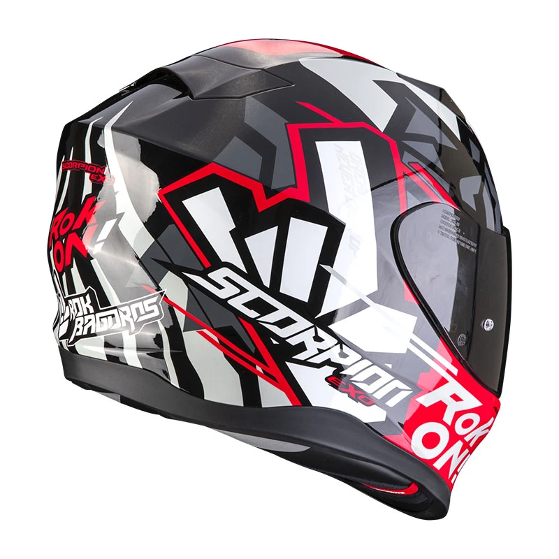 Policarbonato Scorpion Exo 520 Evo Air Rok Bagoros Nero Rosso - immagine 3