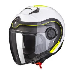 Policarbonato Casco Scorpion Exo City Roll Bianco Giallo Fluo