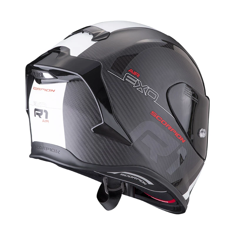 Fibra Casco Scorpion Exo R1 Carbon Air Mg Nero Bianco 5 Fibra Casco Scorpion Exo R1 Carbon Air Mg Nero Bianco - immagine 3