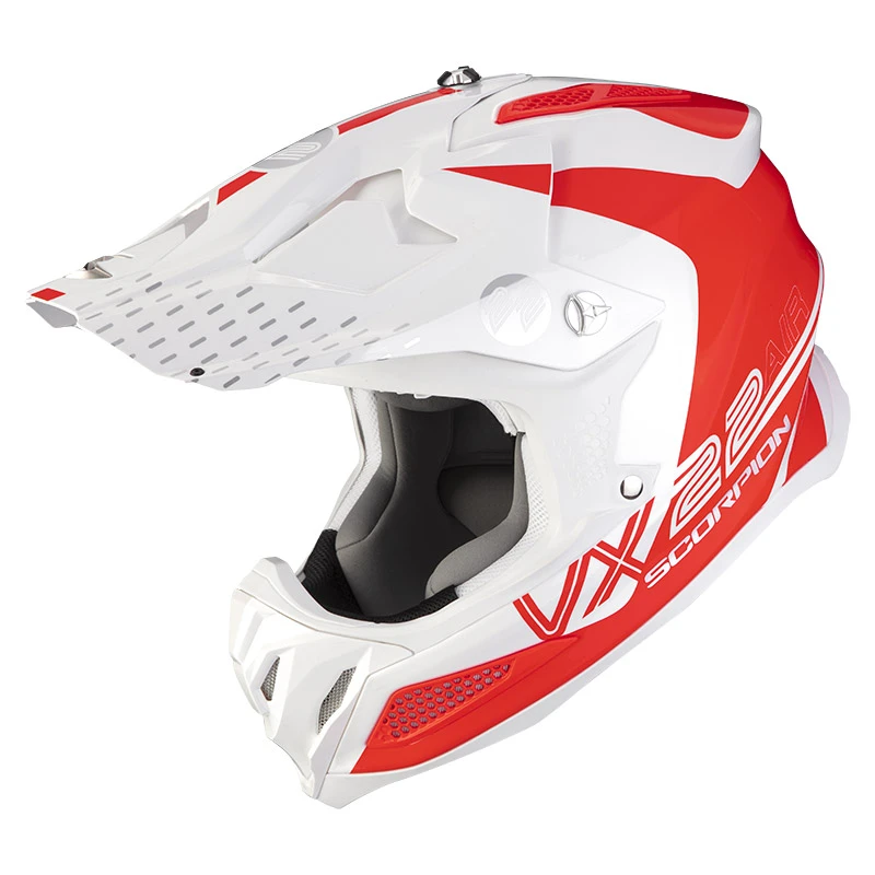 Fibra Casco Scorpion Vx-22 Air Ares Bianco Neon Rosso 3 Fibra Casco Scorpion Vx-22 Air Ares Bianco Neon Rosso